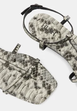 hush Sandals|Heels|Leather Strappy Low Heel Sandals Natural snake