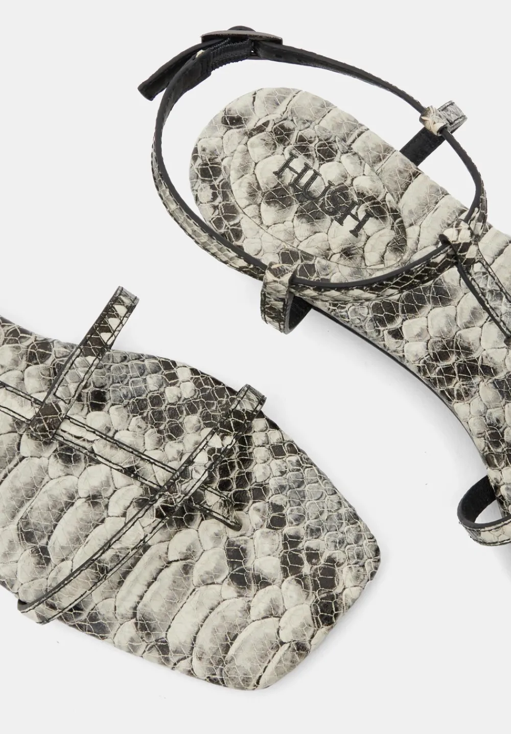 hush Sandals|Heels|Leather Strappy Low Heel Sandals Natural snake