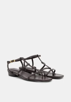 hush Sandals|Heels|Leather Strappy Low Heel Sandals Burgundy Red