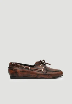 hush Flats|Leather Tie Loafers Chocolate brown