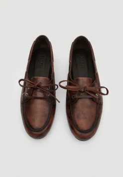 hush Flats|Leather Tie Loafers Chocolate brown