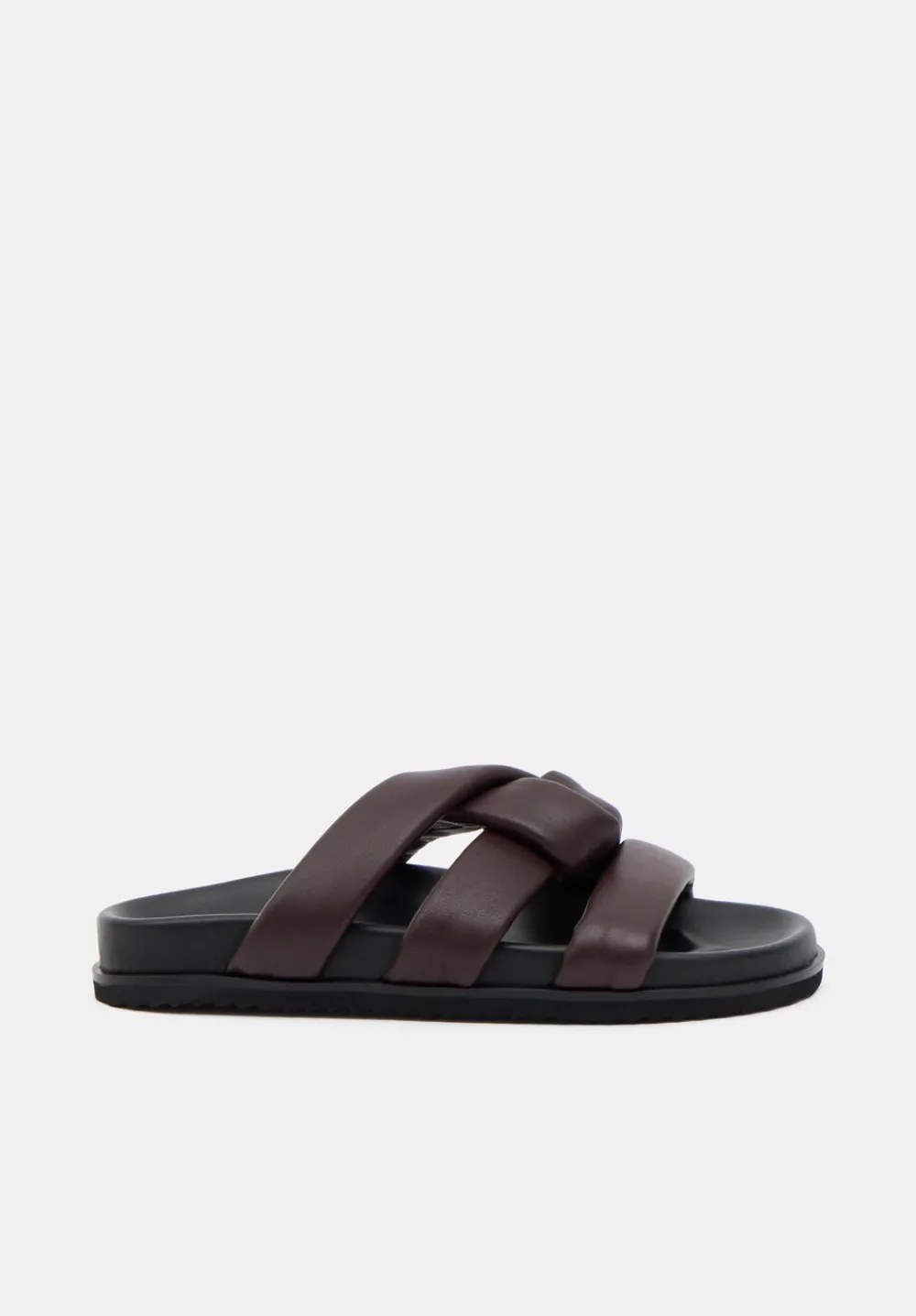 hush Sandals|Flats|Leather Twist Footbed Sandals Burgundy Red