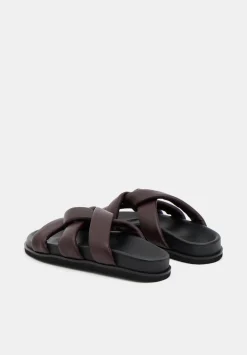 hush Sandals|Flats|Leather Twist Footbed Sandals Burgundy Red
