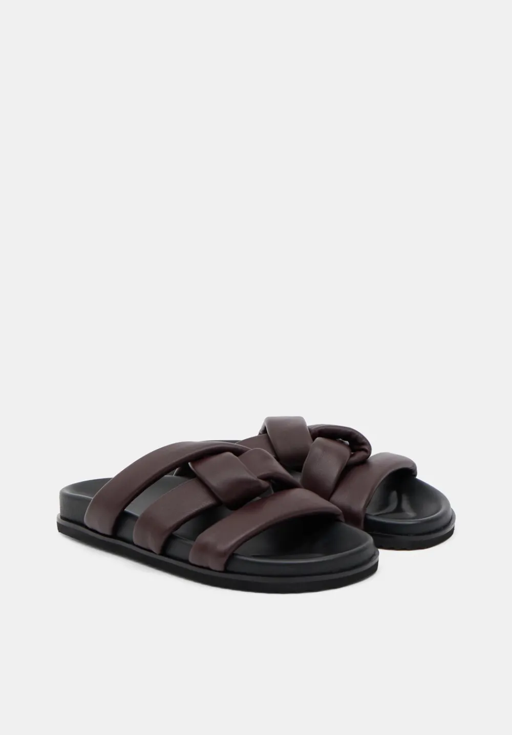 hush Sandals|Flats|Leather Twist Footbed Sandals Burgundy Red