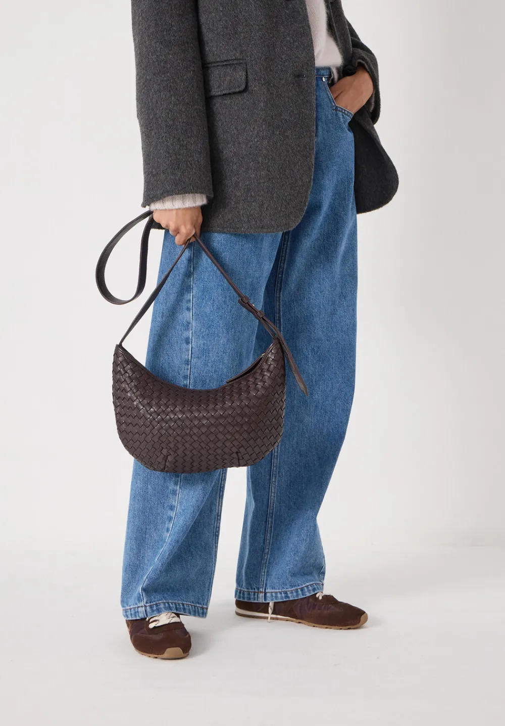 hush Bags|Leather Weave Crossbody Bag Wine Red