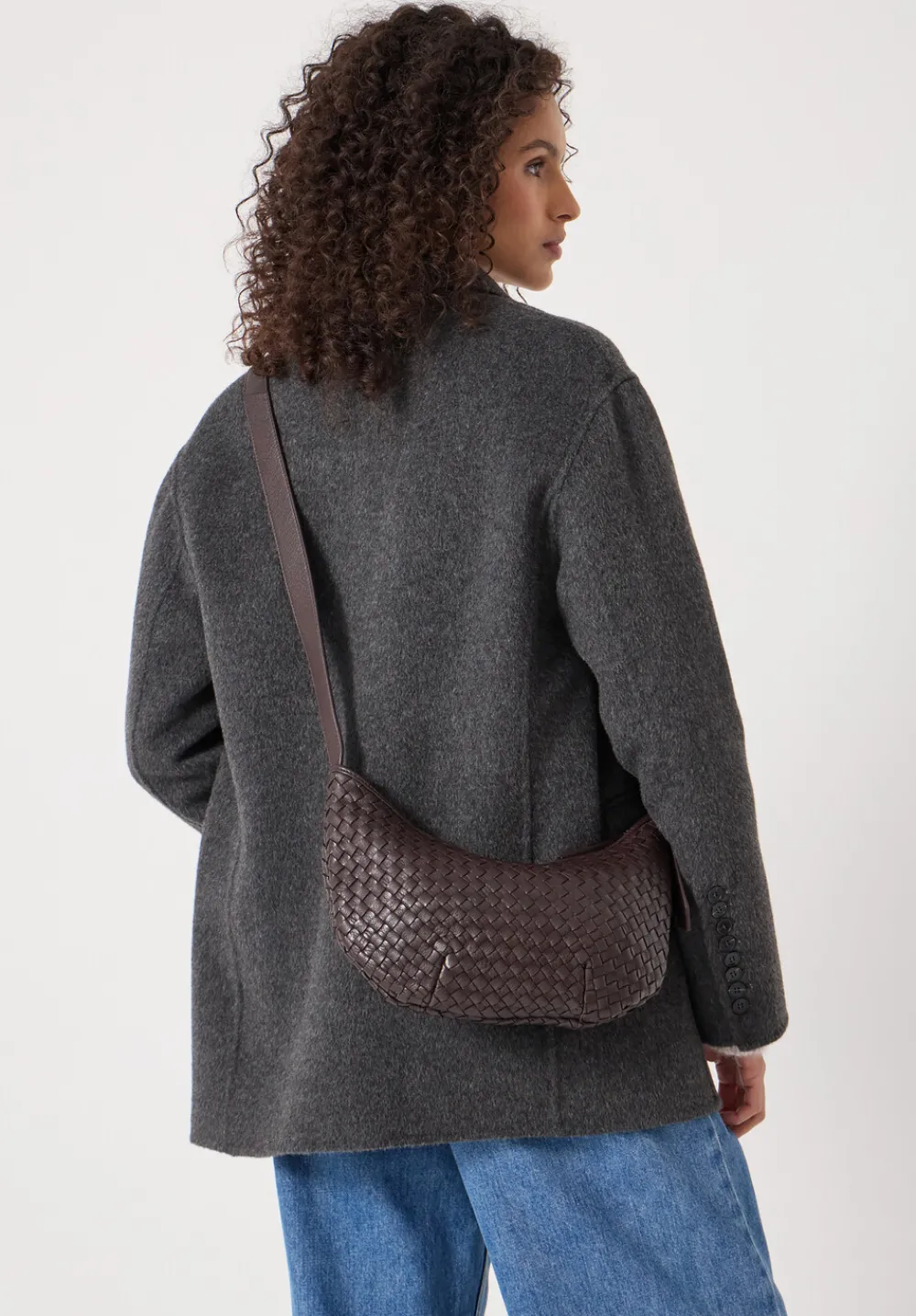 hush Bags|Leather Weave Crossbody Bag Wine Red