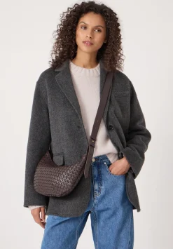 hush Bags|Leather Weave Crossbody Bag Wine Red