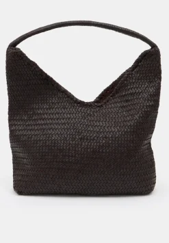 hush Bags|Leather Weave Tote Burgundy Red