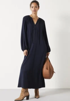 hush Dresses|Leilani Gathered Midi Dress Midnight Navy