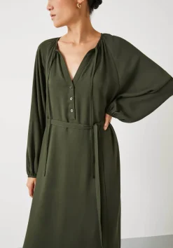 hush Dresses|Leilani Gathered Midi Dress Dark Green