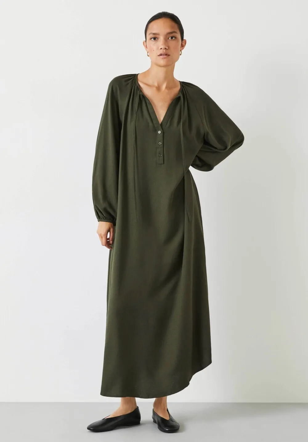 hush Dresses|Leilani Gathered Midi Dress Dark Green
