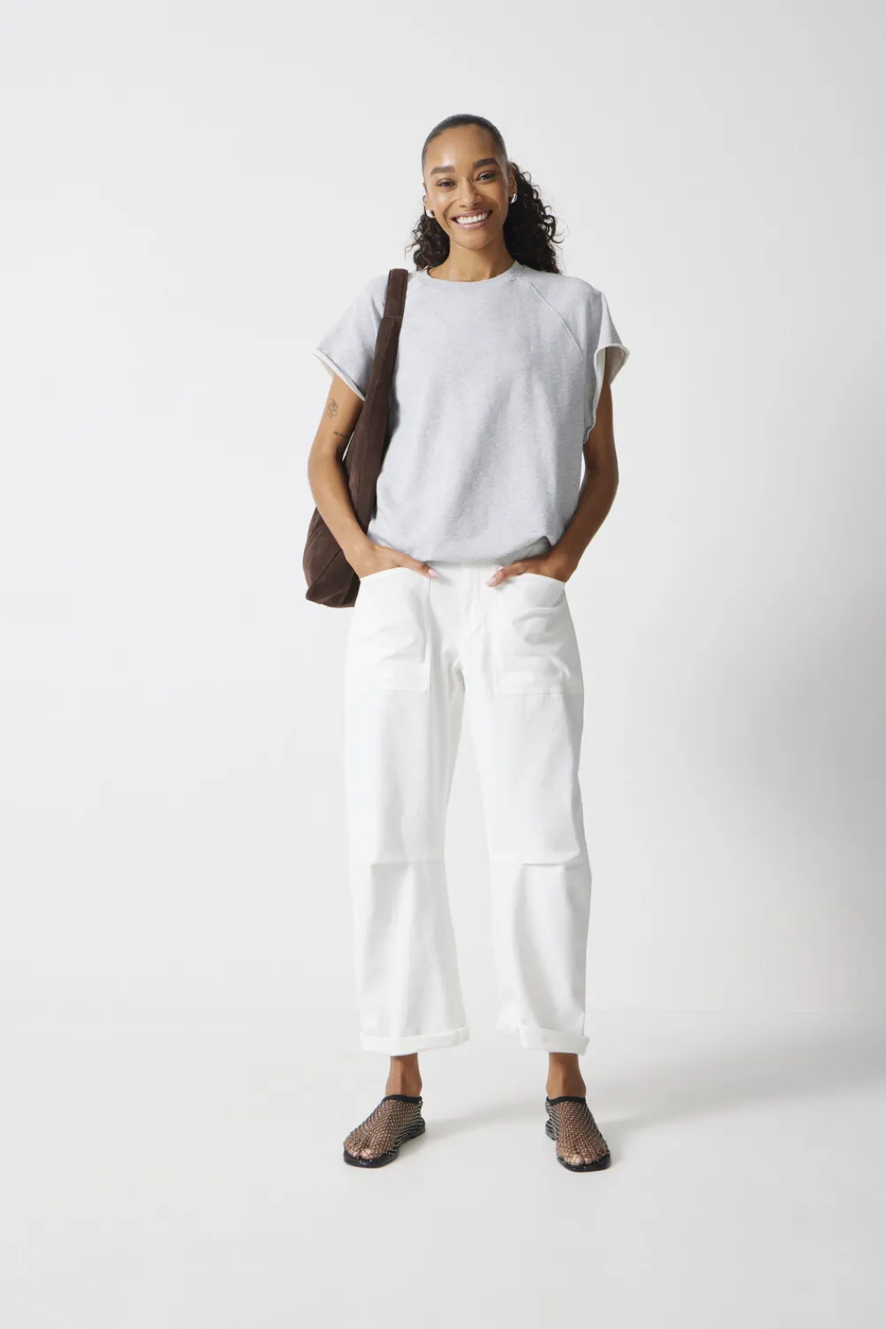 hush Tops & T-Shirts|Leonie Short Sleeve T-Shirt Grey Marl