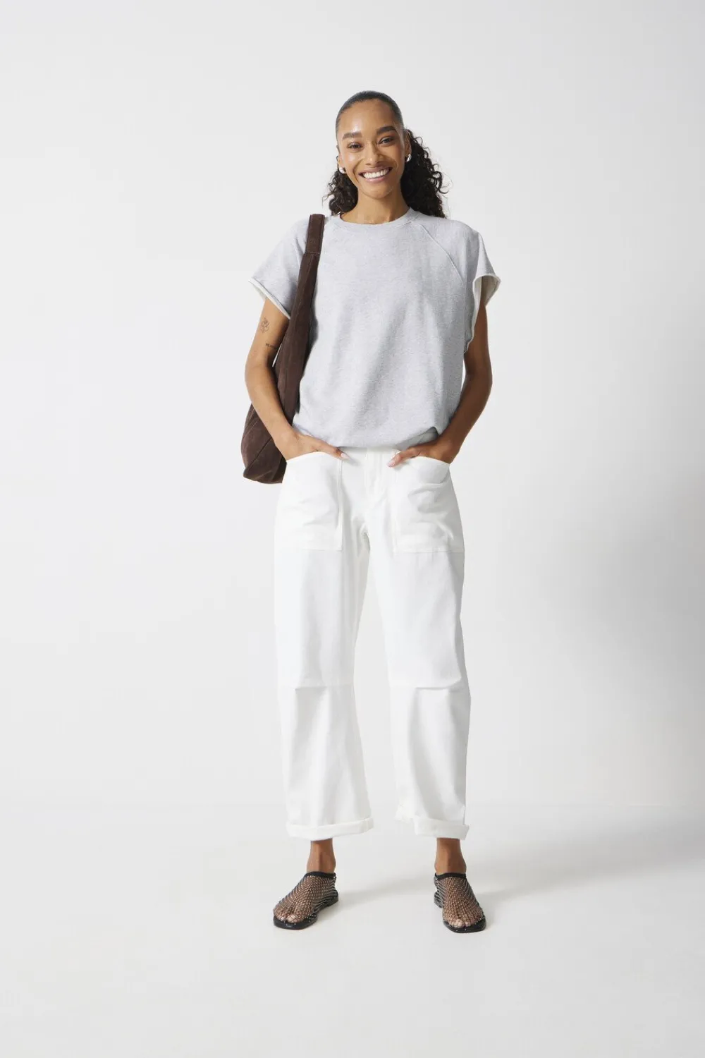 hush Tops & T-Shirts|Leonie Short Sleeve T-Shirt Grey Marl