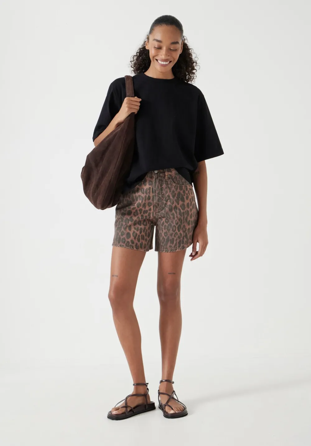 hush Shorts|Essential Denim Shorts Leopard Print