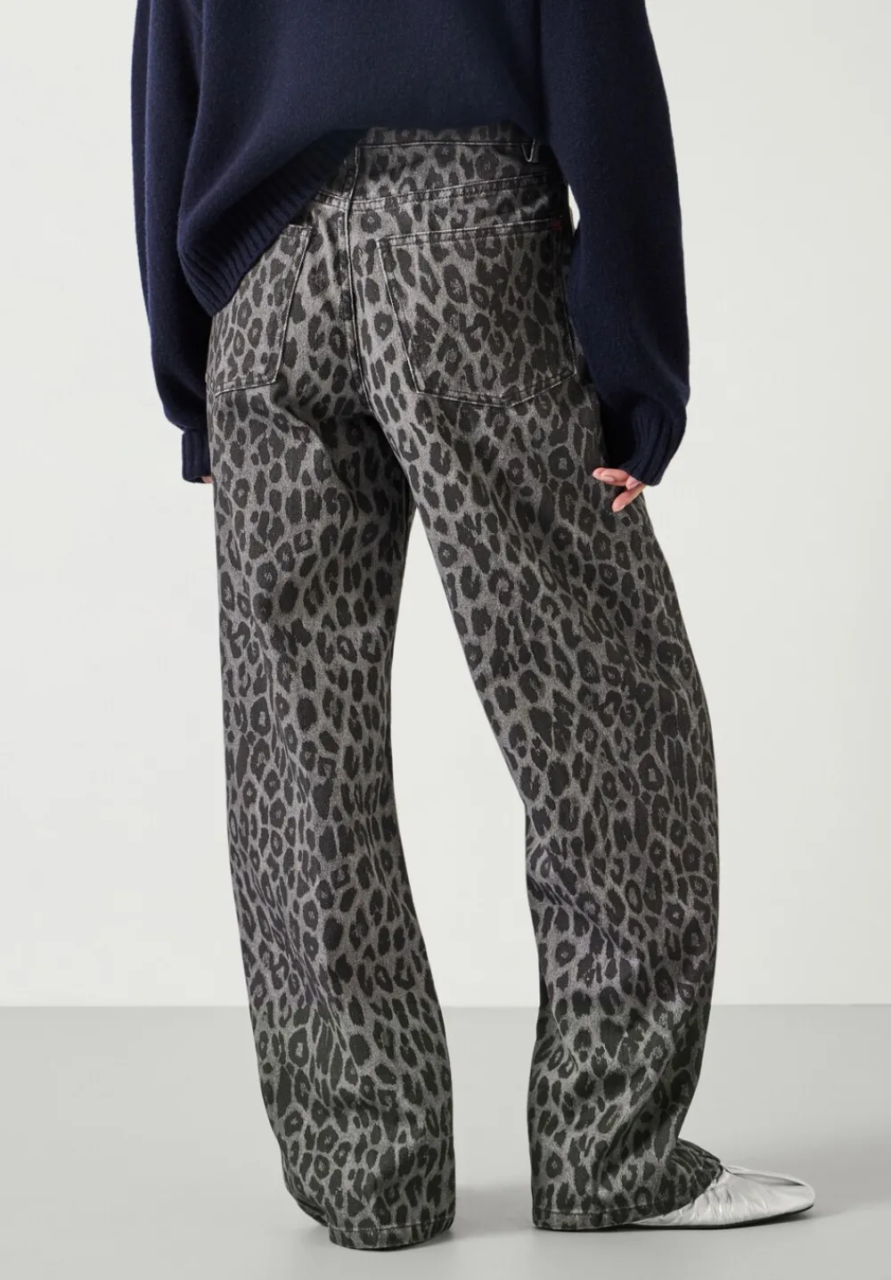 hush Jeans|Leopard Wide Leg Jeans Grey Leopard Print
