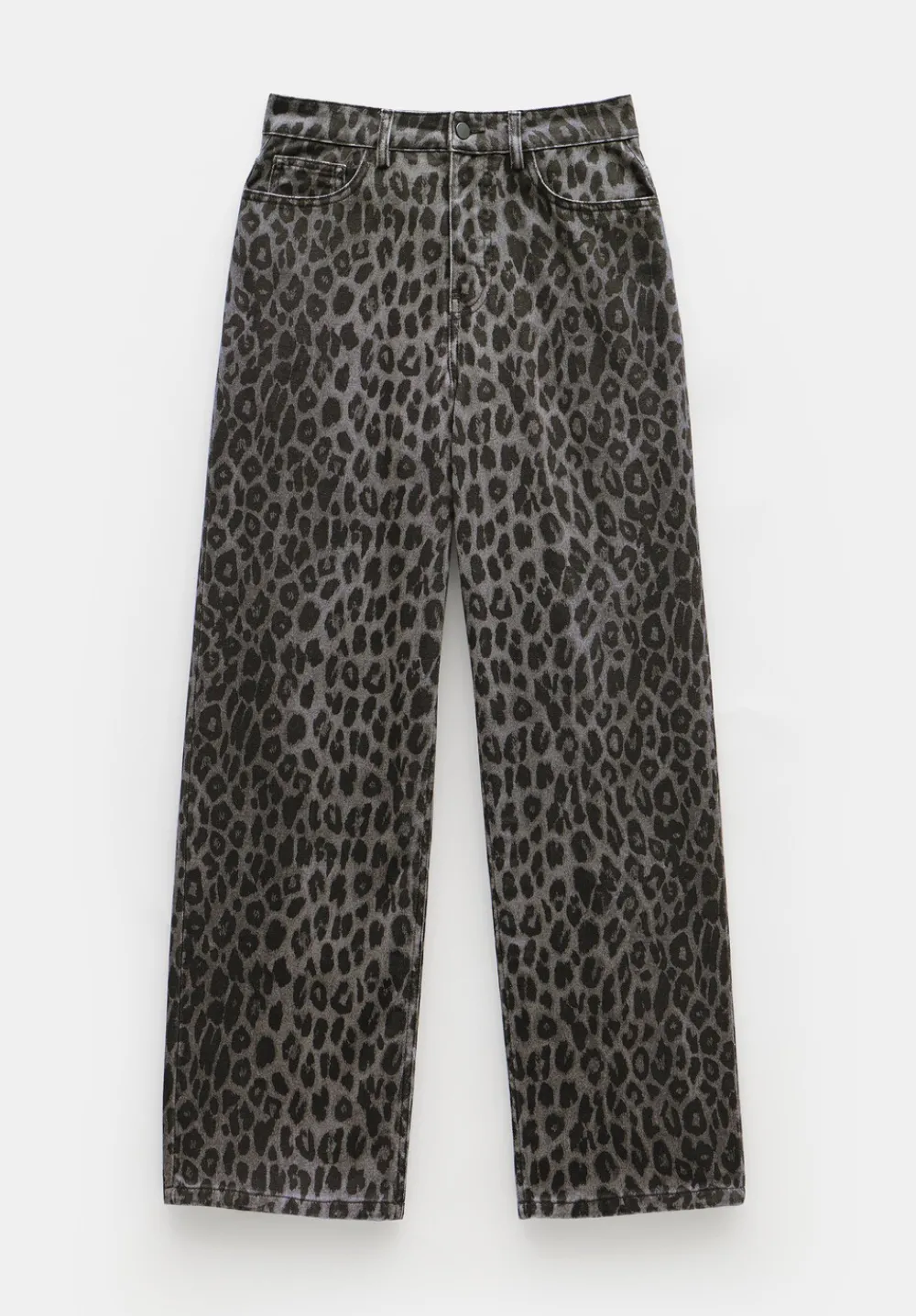 hush Jeans|Leopard Wide Leg Jeans Grey Leopard Print