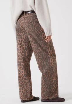 hush Jeans|Leopard Wide Leg Jeans Brown Leopard Print