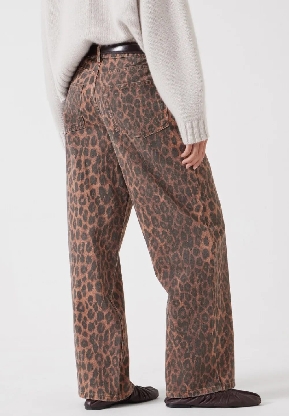 hush Jeans|Leopard Wide Leg Jeans Brown Leopard Print