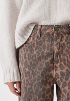 hush Jeans|Leopard Wide Leg Jeans Brown Leopard Print