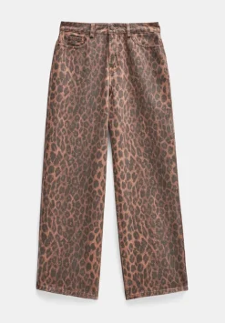 hush Jeans|Leopard Wide Leg Jeans Brown Leopard Print