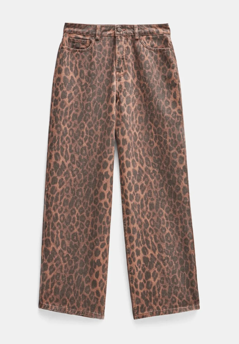 hush Jeans|Leopard Wide Leg Jeans Brown Leopard Print