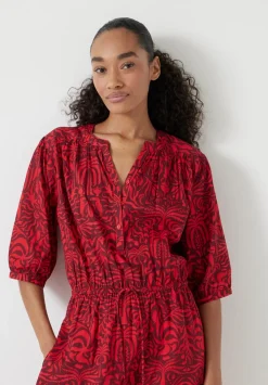 hush Dresses|Lhea Printed Midi Cotton Dress Lotus Red