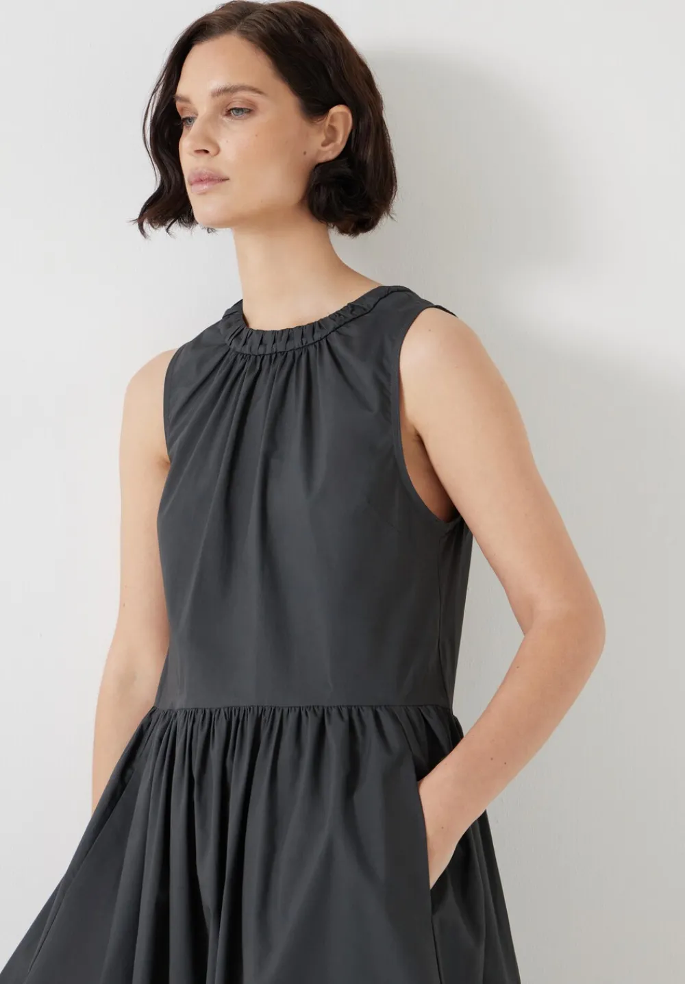 hush Dresses|Lightweight Cotton Sleeveless Crew Neck Maxi Dress Washed Black