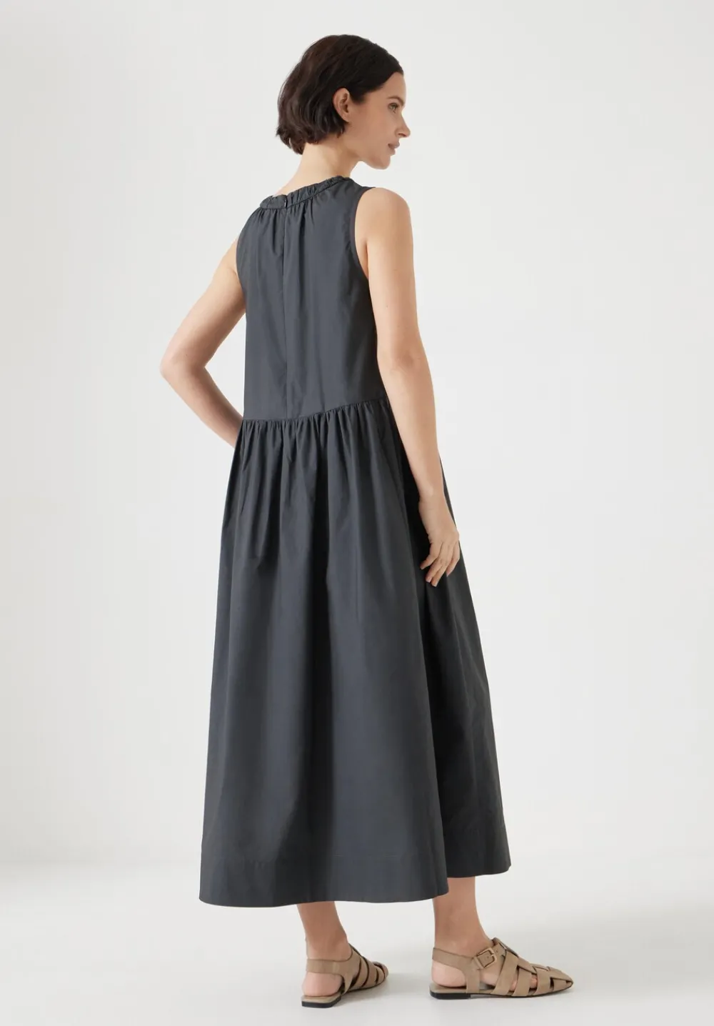 hush Dresses|Lightweight Cotton Sleeveless Crew Neck Maxi Dress Washed Black