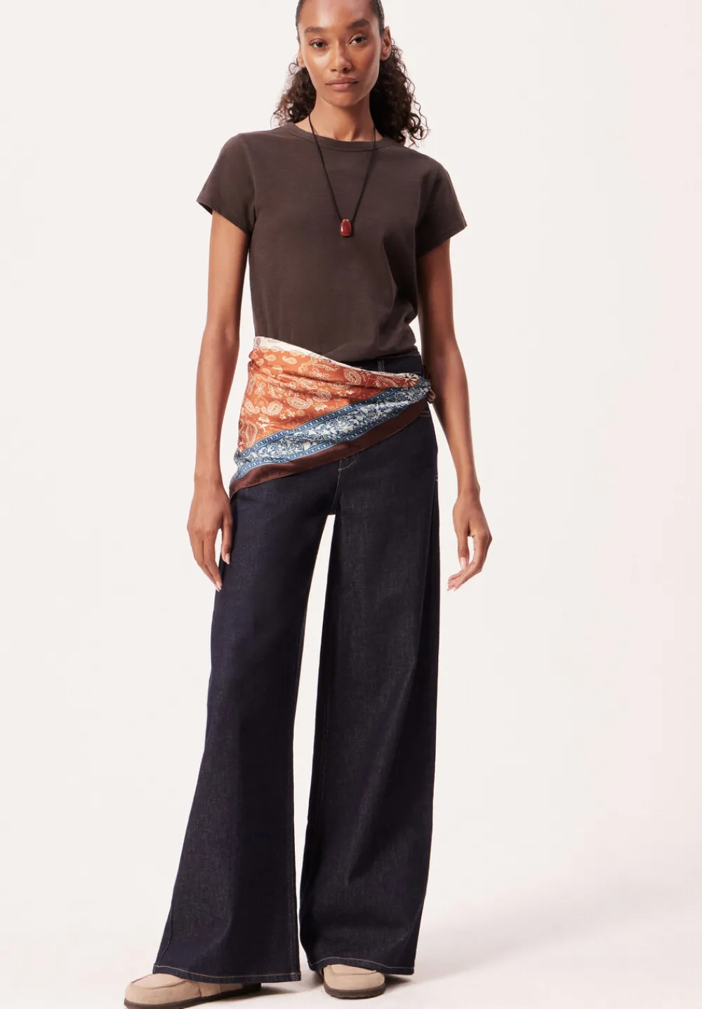 hush Scarves|Lightweight Printed Scarf Brown Mix