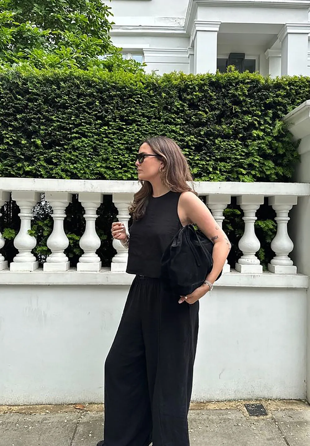 hush Trousers|Linen Blend Petunia Wide Leg Trousers Washed Black