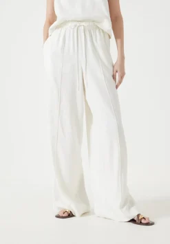 hush Trousers|Linen Blend Petunia Wide Leg Trousers White