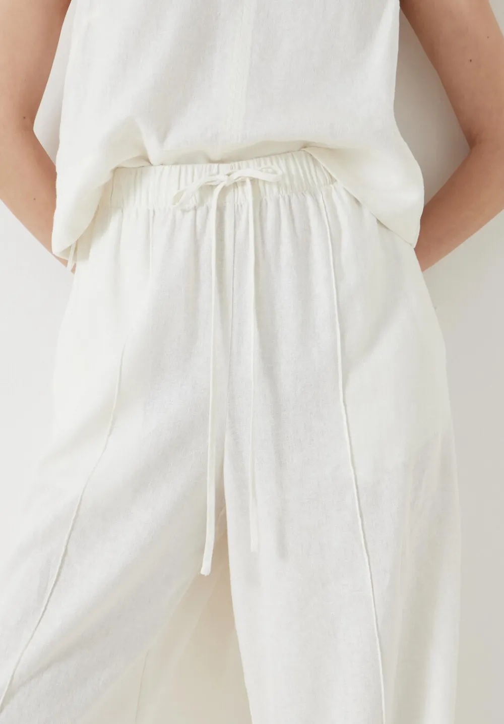 hush Trousers|Linen Blend Petunia Wide Leg Trousers White