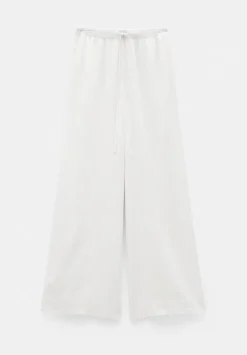 hush Trousers|Linen Blend Petunia Wide Leg Trousers White