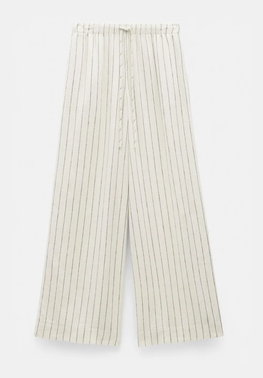 hush Trousers|Linen Blend Petunia Wide Leg Trousers Ecru Black Stripe