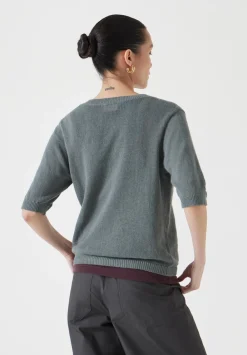 hush Tops & T-Shirts|Jumpers & Cardigans|Linen Blend Short Sleeve Cardigan Sage Green