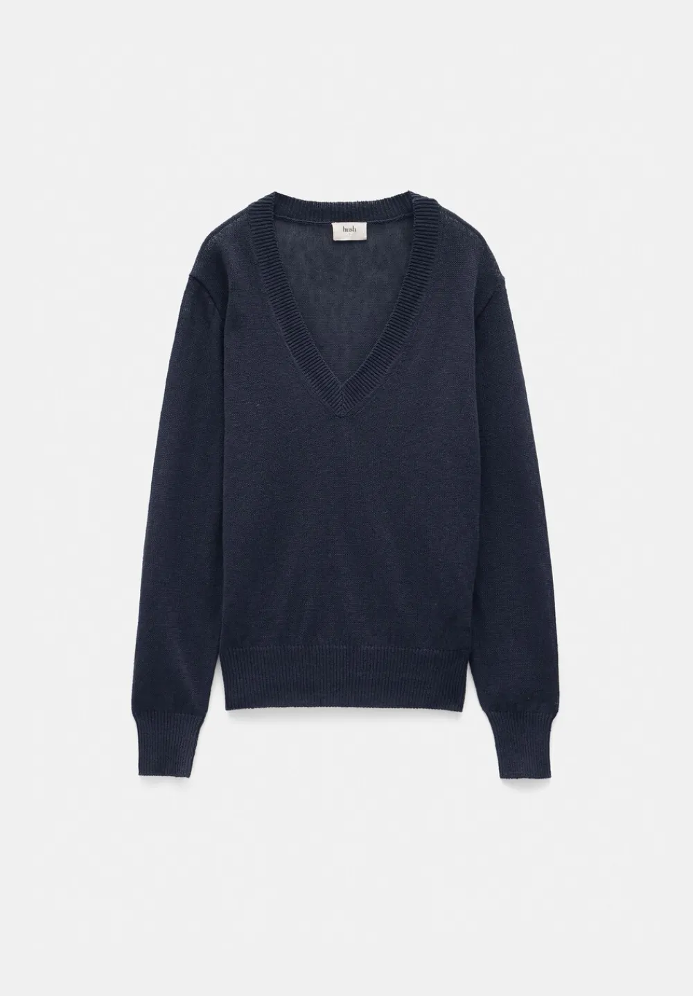 hush Jumpers & Cardigans|Linen Blend V Neck Jumper Inkwell Navy