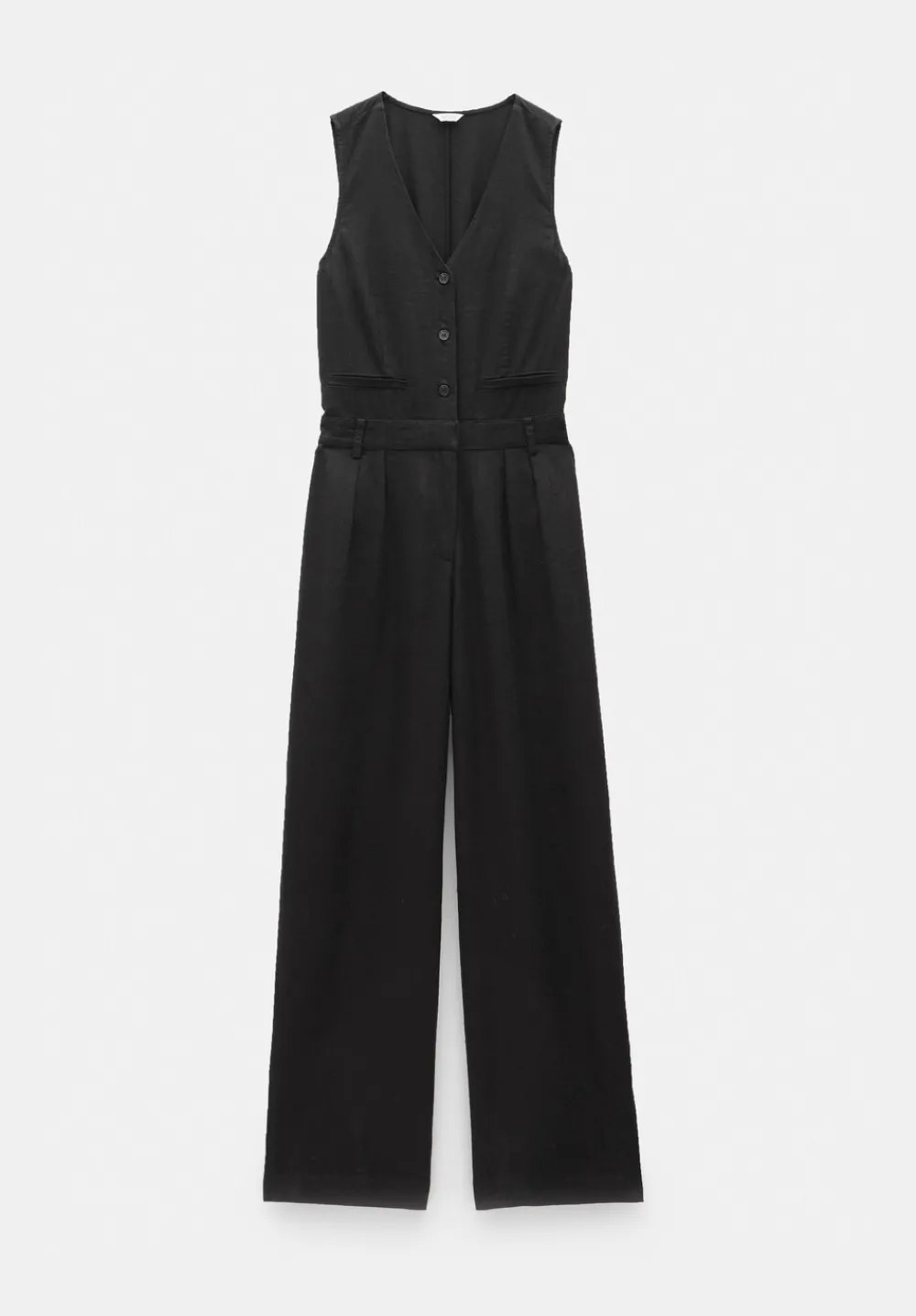 hush Jumpsuits|Dresses|Linen Blend Waistcoat Jumpsuit Washed Black
