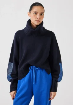 hush Jumpers & Cardigans|Livvy Merino Wool Detachable Roll Neck Jumper Navy
