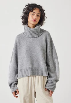 hush Jumpers & Cardigans|Livvy Merino Wool Detachable Roll Neck Jumper Mid Grey Marl