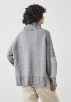 hush Jumpers & Cardigans|Livvy Merino Wool Detachable Roll Neck Jumper Mid Grey Marl