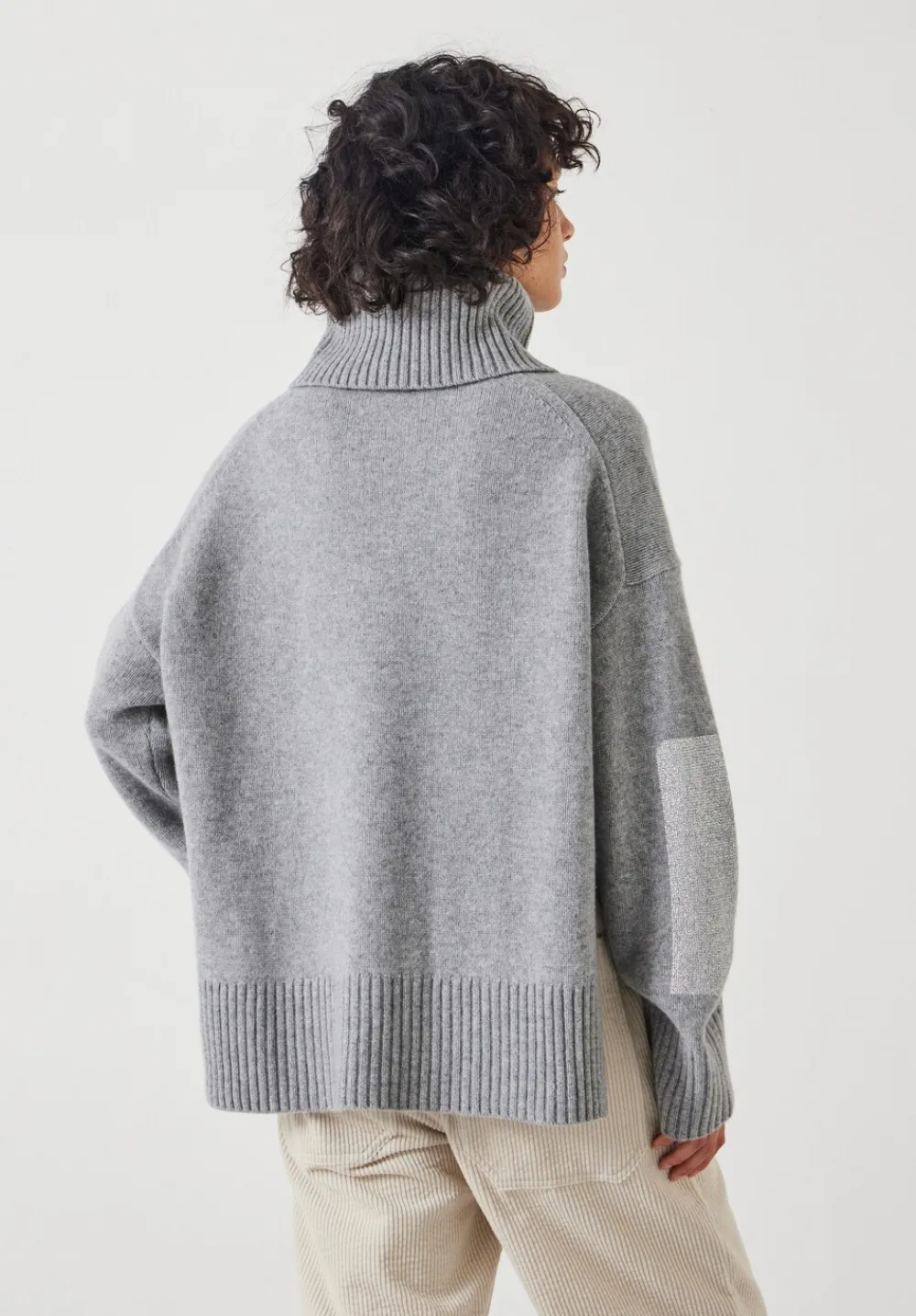 hush Jumpers & Cardigans|Livvy Merino Wool Detachable Roll Neck Jumper Mid Grey Marl