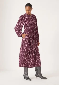 hush Dresses|Long Sleeve Air Flow Shirt Dress Ditsy Floral Purple