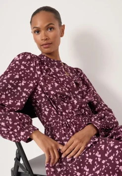 hush Dresses|Long Sleeve Air Flow Shirt Dress Ditsy Floral Purple