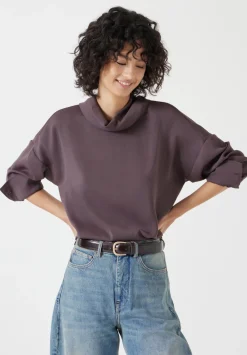 hush Tops & T-Shirts|Shirts & Blouses|Long Sleeve Cowl Neck Top Raisin Brown