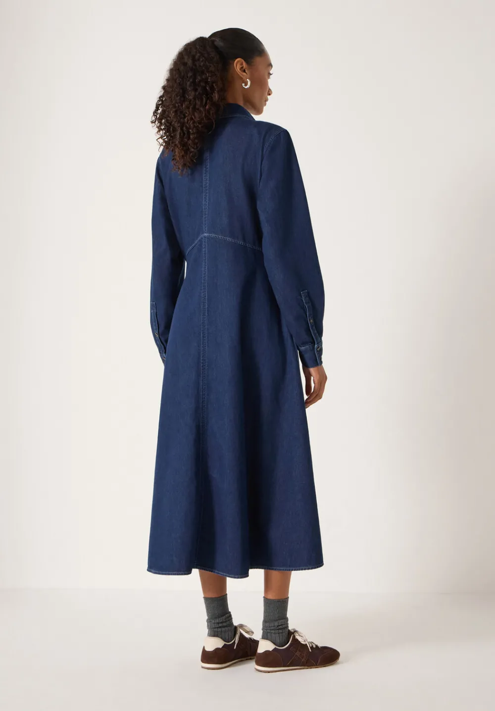hush Dresses|Long Sleeve Denim Shirt Dress Rinse wash
