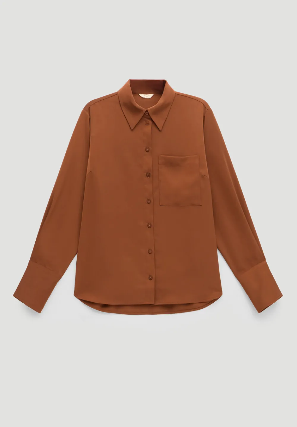 hush Shirts & Blouses|Long Sleeve Satin Shirt Toffee Brown