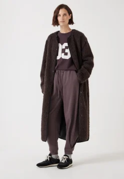 hush Jackets & Coats|Longline Faux Fur Coat Chocolate brown