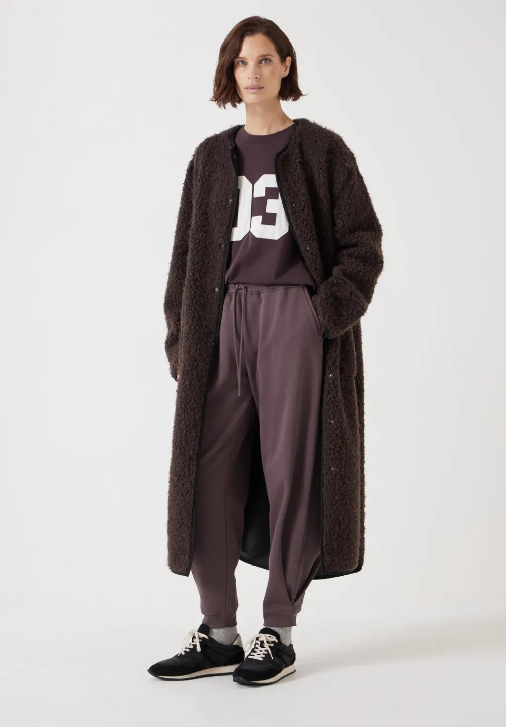 hush Jackets & Coats|Longline Faux Fur Coat Chocolate brown