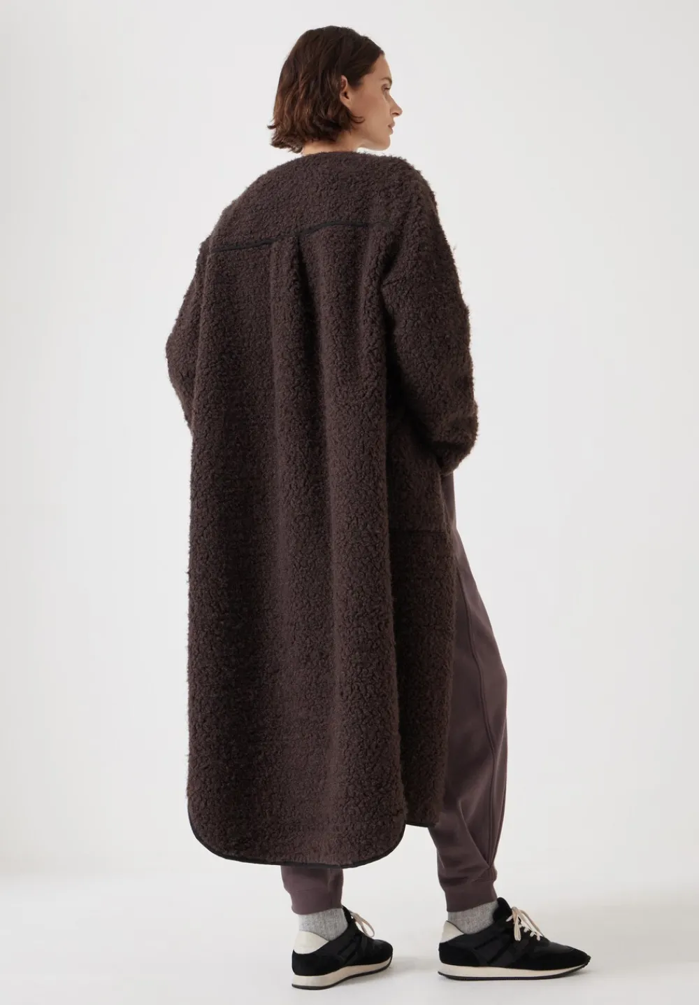 hush Jackets & Coats|Longline Faux Fur Coat Chocolate brown