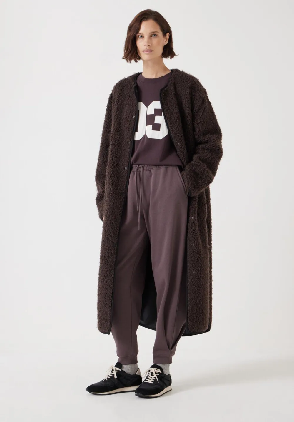 hush Jackets & Coats|Longline Faux Fur Coat Chocolate brown
